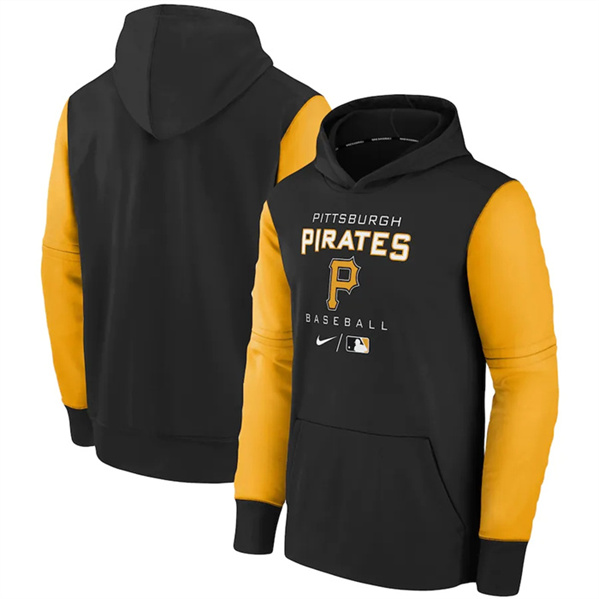 Men's Pittsburgh Pirates Black 2022 City Connect Therma Performance Pullover Hoodie - Click Image to Close